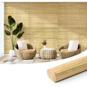 imageArt3d 48 x 96 Inch Natural Bamboo Wall Panel for Interior Wall Decor Flexible Pole Wrap Wainscoting Wall Cladding Paneling for Living Room Bedroom Office Kitchen Island LightcarbonizedNatural