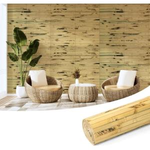 imageArt3d 48 x 96 Inch Natural Bamboo Wall Panel for Interior Wall Decor Flexible Pole Wrap Wainscoting Wall Cladding Paneling for Living Room Bedroom Office Kitchen Island LightcarbonizedLight Burned