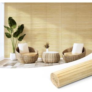 imageArt3d 48 x 96 Inch Natural Bamboo Wall Panel for Interior Wall Decor Flexible Pole Wrap Wainscoting Wall Cladding Paneling for Living Room Bedroom Office Kitchen Island LightcarbonizedRaw