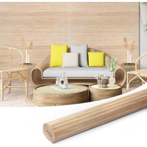 imageArt3d 48 x 96 Inch Natural Bamboo Wall Panel for Interior Wall Decor Flexible Pole Wrap Wainscoting Wall Cladding Paneling for Living Room Bedroom Office Kitchen Island LightcarbonizedLightcarbonized