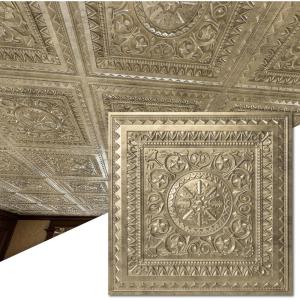 imageArt3d Drop Ceiling Tiles 24x24 Inch 12Pack 48 Sqft  Glue Up PVC Ceiling Tiles 2x2 Ft Decorative Ceiling Panels for Kitchen Living Room Office and Home WhiteGold