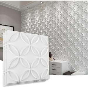 imageArt3d PVC 3D Wall Panel Interlocked Circles in Matt Black Cover 32 Sqft for Interior Ceiling and Wall Decor for Residential or Commerical 197197 A10048BKWhite