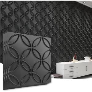 imageArt3d PVC 3D Wall Panel Interlocked Circles in Matt Black Cover 32 Sqft for Interior Ceiling and Wall Decor for Residential or Commerical 197197 A10048BKBlack