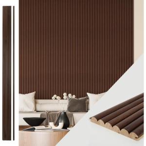 imageArt3d Slat Wood Wall Paneling for Interior and Ceiling Decoration  Pack of 4pcs  1pc EndTrim Size 108 x 57in OakBeaded Walnut