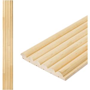 imageArt3d Slat Wood Wall Paneling for Interior and Ceiling Decoration  Pack of 4pcs  1pc EndTrim Size 108 x 57in OakNatural WoodSemiCylinder