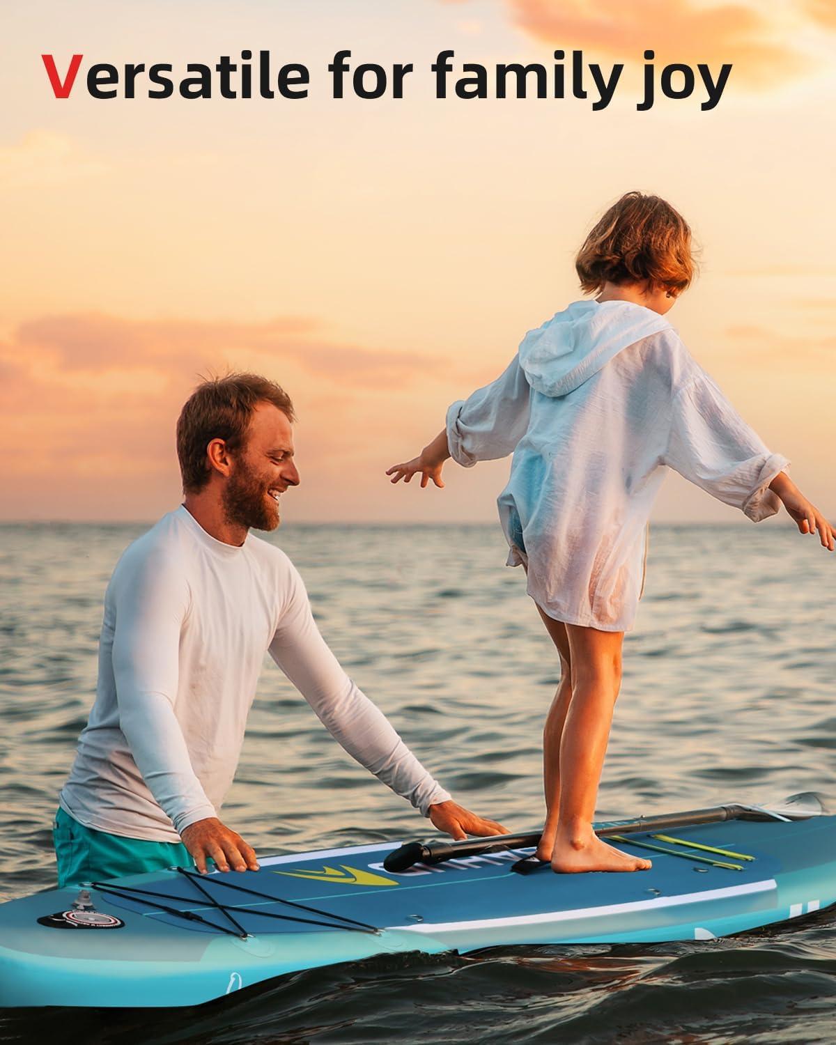 imageAbahub Inflatable SUP Wide 106quot x 31quot34quot x 106quot iSUP Blue Standup Paddleboard with Adjustable SUP Kayak Paddle for Yoga Paddle Board Kayaking Surf Canoe Fishing31 Green B