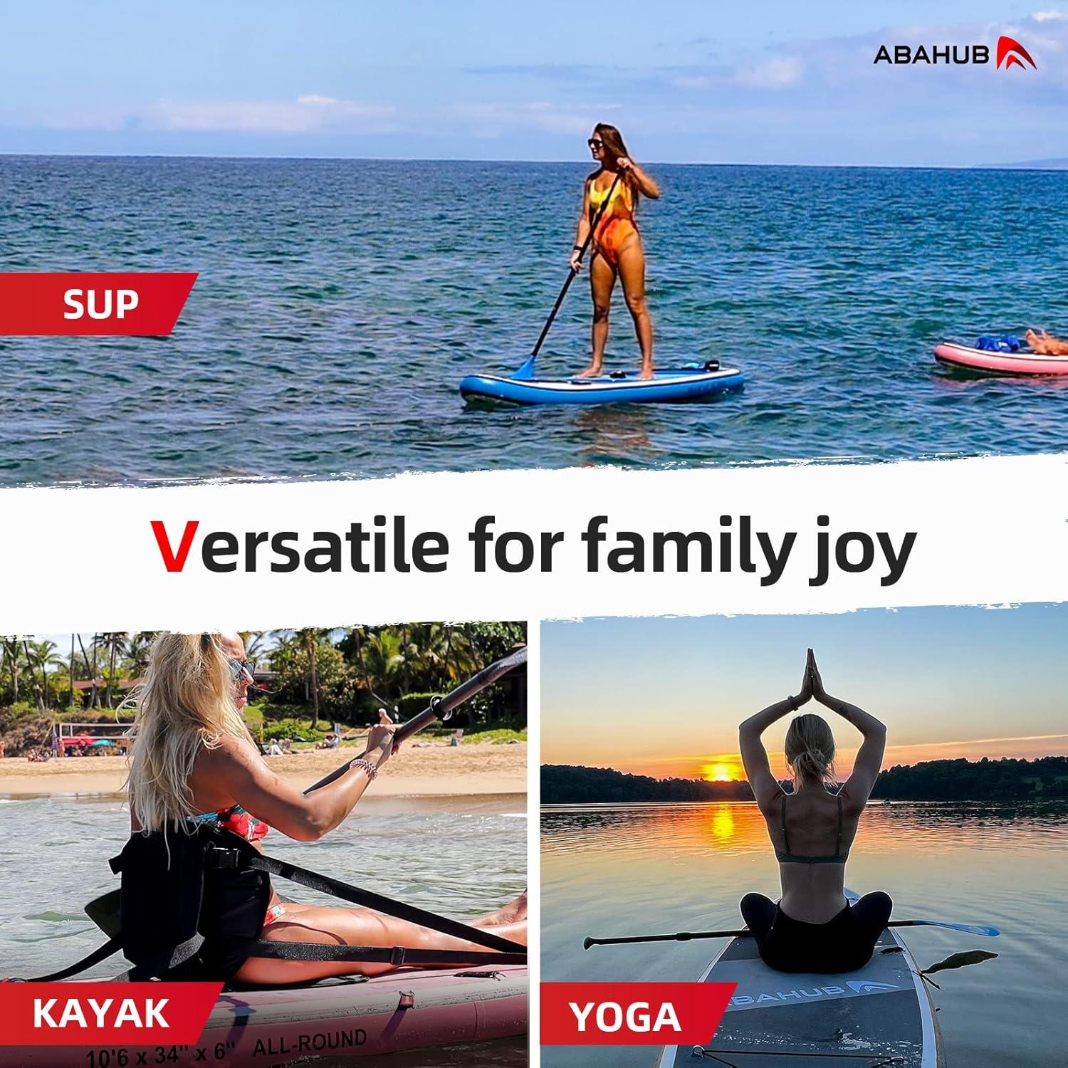 imageAbahub Inflatable SUP Wide 106quot x 31quot34quot x 106quot iSUP Blue Standup Paddleboard with Adjustable SUP Kayak Paddle for Yoga Paddle Board Kayaking Surf Canoe Fishing34 Blue