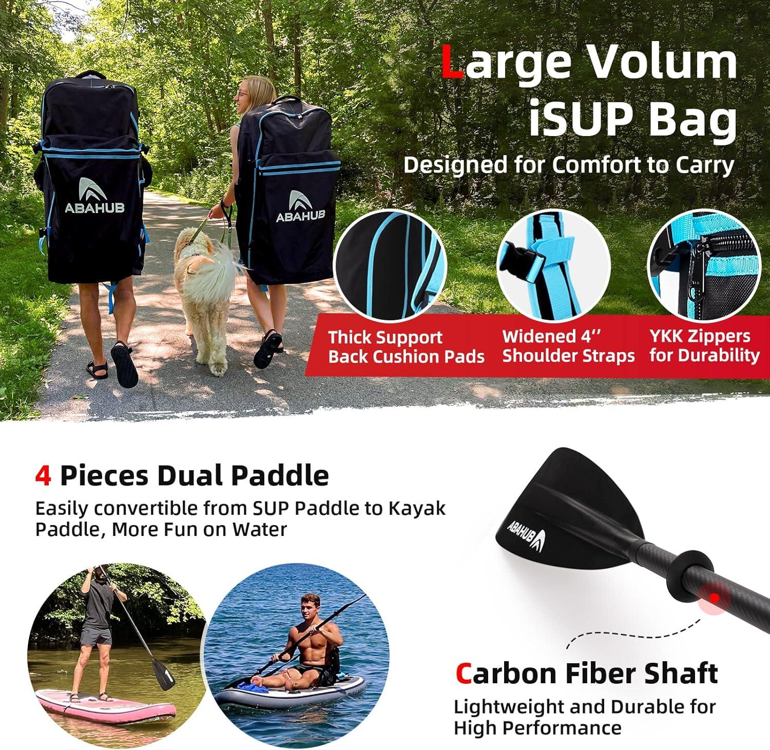 imageAbahub Inflatable SUP Wide 106quot x 31quot34quot x 106quot iSUP Blue Standup Paddleboard with Adjustable SUP Kayak Paddle for Yoga Paddle Board Kayaking Surf Canoe Fishing34 Blue