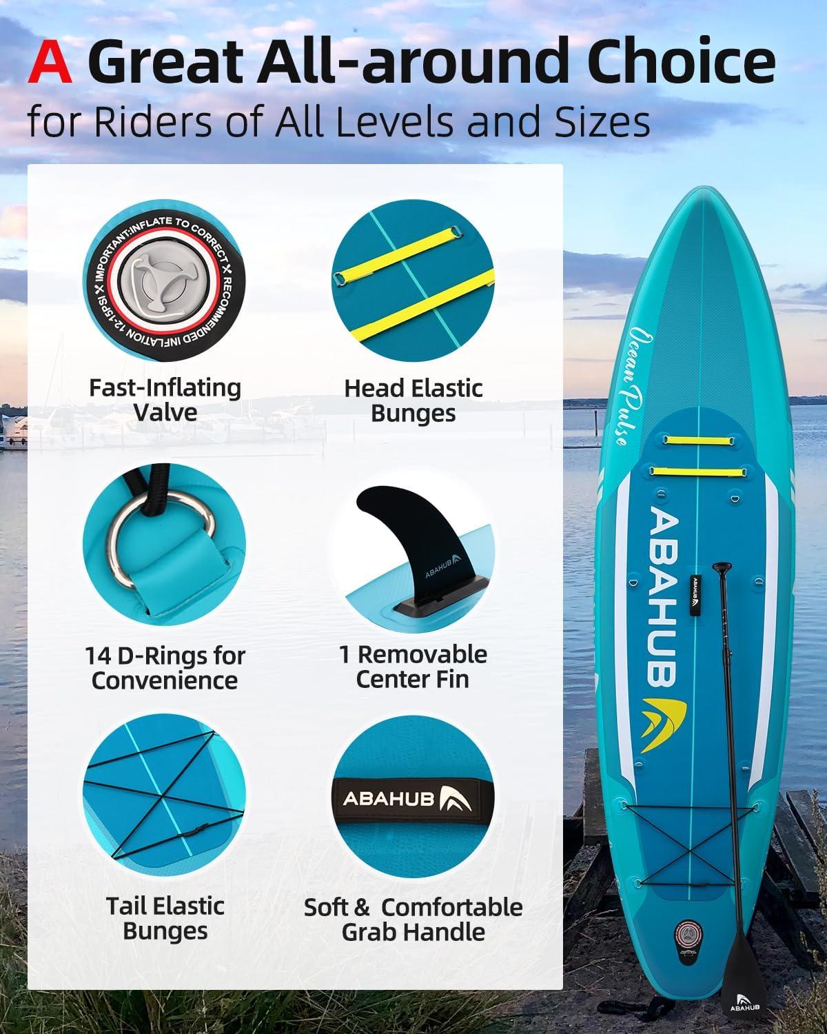 imageAbahub Inflatable SUP Wide 106quot x 31quot34quot x 106quot iSUP Blue Standup Paddleboard with Adjustable SUP Kayak Paddle for Yoga Paddle Board Kayaking Surf Canoe Fishing31 Green B