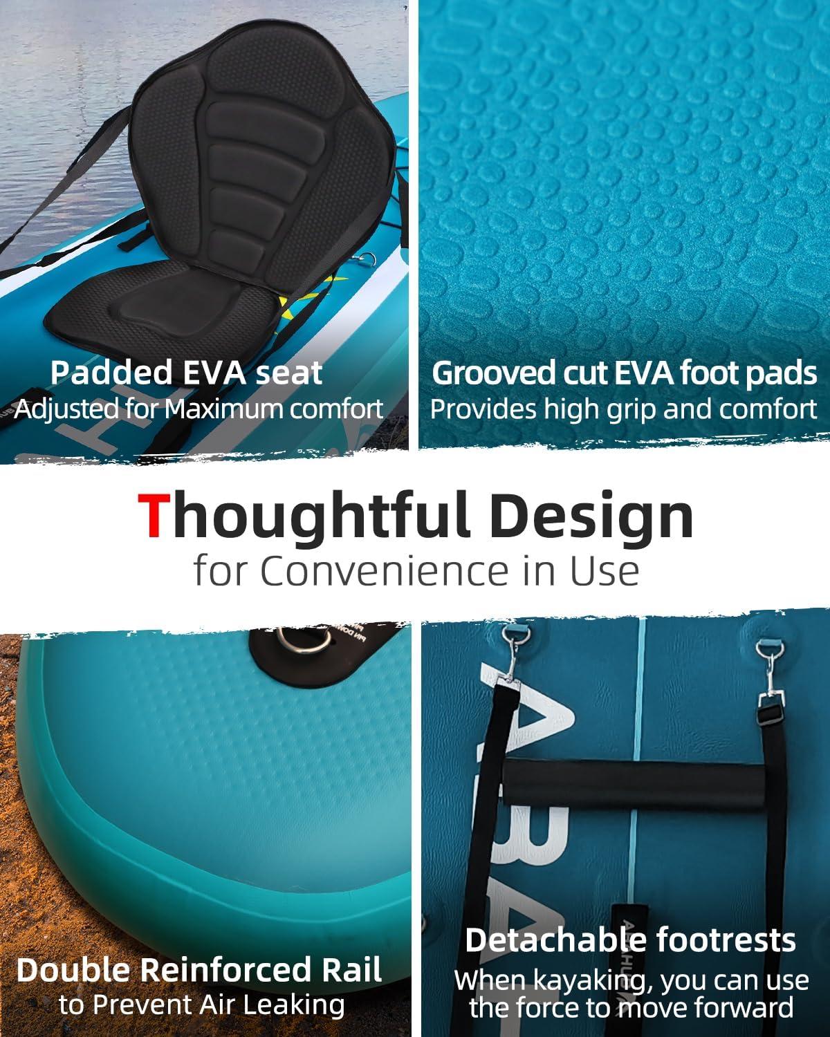 imageAbahub Inflatable SUP Wide 106quot x 31quot34quot x 106quot iSUP Blue Standup Paddleboard with Adjustable SUP Kayak Paddle for Yoga Paddle Board Kayaking Surf Canoe Fishing31 Green B