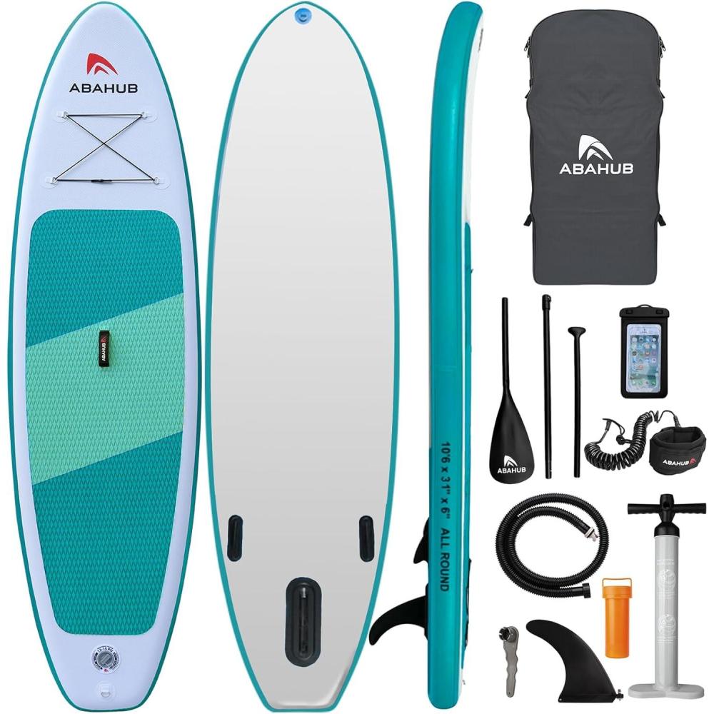 imageAbahub Inflatable SUP Wide 106quot x 31quot34quot x 106quot iSUP Blue Standup Paddleboard with Adjustable SUP Kayak Paddle for Yoga Paddle Board Kayaking Surf Canoe Fishing31 Green lite