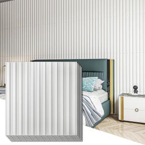 imageArt3d Slat Wall Panel 3D Fluted Textured Panel 12Tile 197 x 197in  WalnutSquare  White