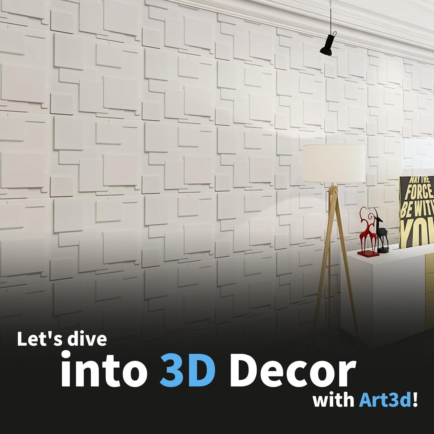 imageArt3d 100 Pack Decorative 3D Wall Panels 97 SqFeet PVC Interior Wall Dcor 118quotx118quot BlackCity