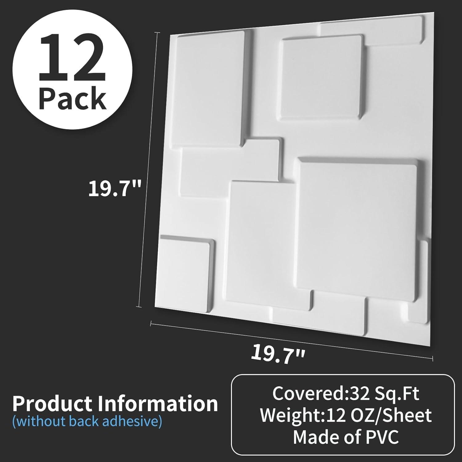 imageArt3d 100 Pack Decorative 3D Wall Panels 97 SqFeet PVC Interior Wall Dcor 118quotx118quot BlackCity