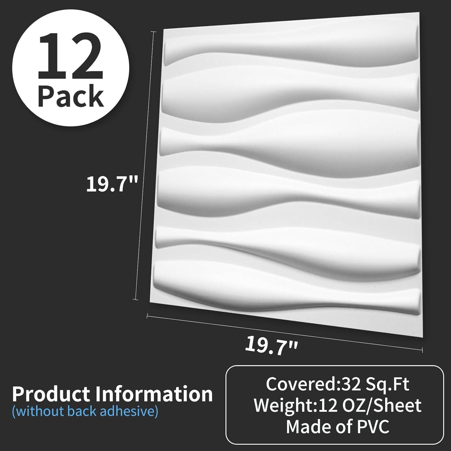 imageArt3d 100 Pack Decorative 3D Wall Panels 97 SqFeet PVC Interior Wall Dcor 118quotx118quot BlackFlower Vase