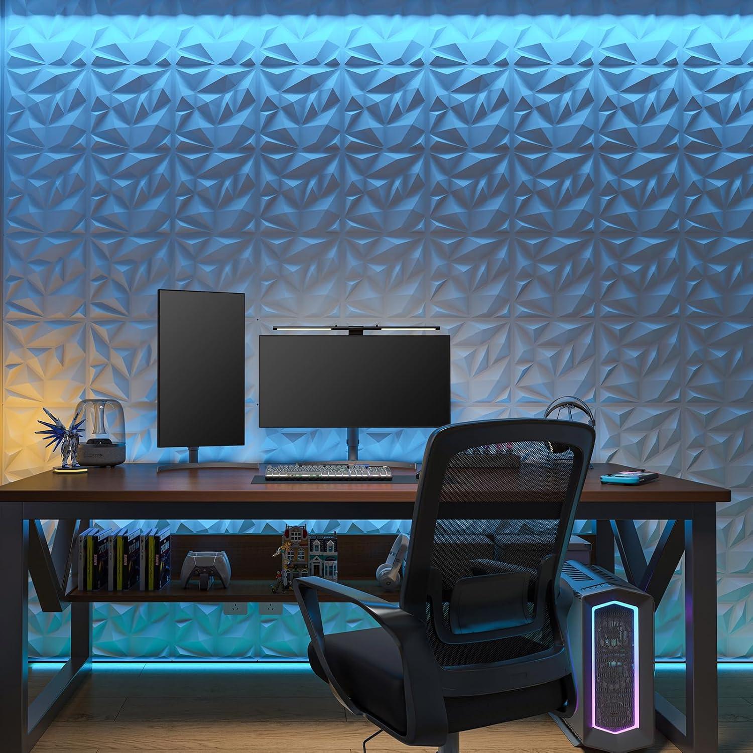 imageArt3d 100 Pack Decorative 3D Wall Panels 97 SqFeet PVC Interior Wall Dcor 118quotx118quot BlackFrost White