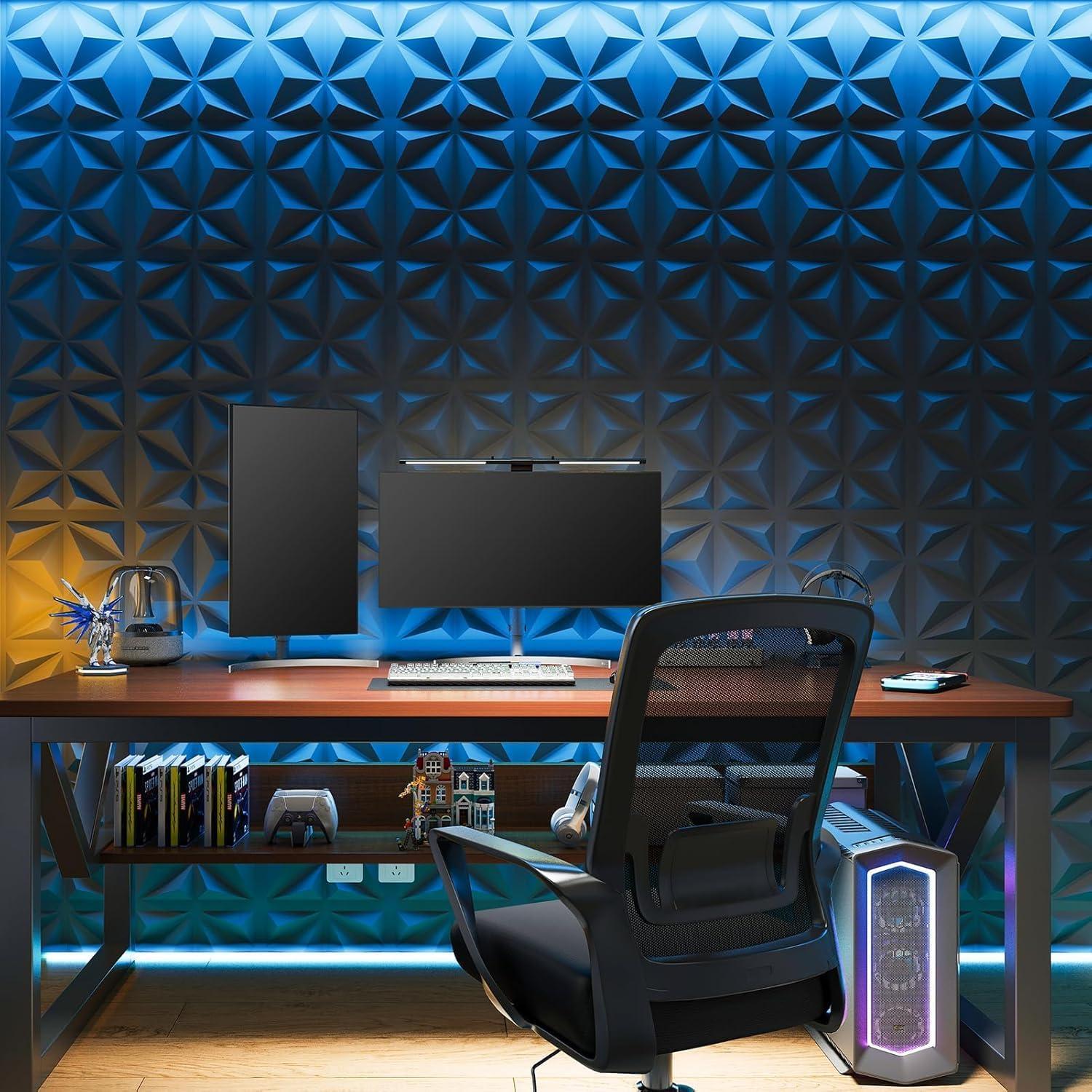 imageArt3d 100 Pack Decorative 3D Wall Panels 97 SqFeet PVC Interior Wall Dcor 118quotx118quot BlackJet Black