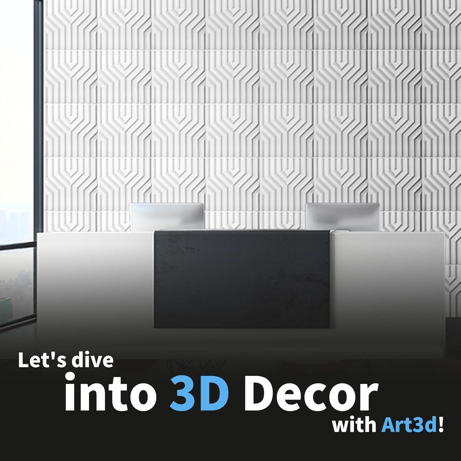 imageArt3d 100 Pack Decorative 3D Wall Panels 97 SqFeet PVC Interior Wall Dcor 118quotx118quot BlackMaze