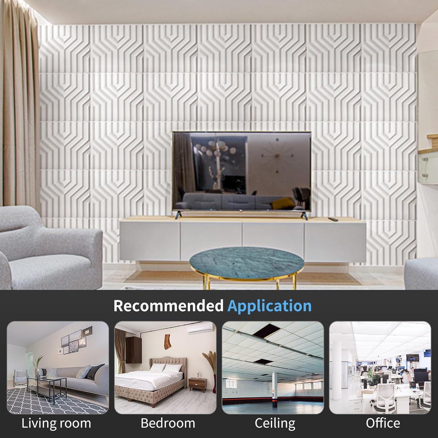 imageArt3d 100 Pack Decorative 3D Wall Panels 97 SqFeet PVC Interior Wall Dcor 118quotx118quot BlackMaze