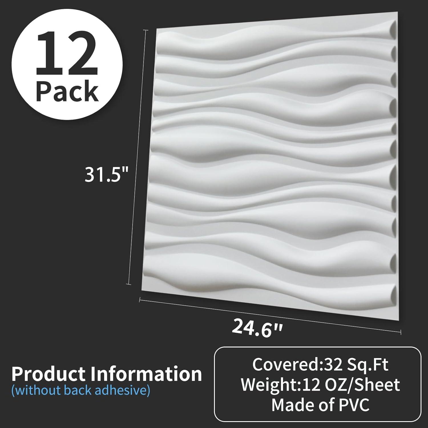 imageArt3d 100 Pack Decorative 3D Wall Panels 97 SqFeet PVC Interior Wall Dcor 118quotx118quot BlackMilky White