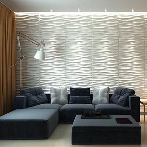 imageArt3d 100 Pack Decorative 3D Wall Panels 97 SqFeet PVC Interior Wall Dcor 118quotx118quot BlackMilky White