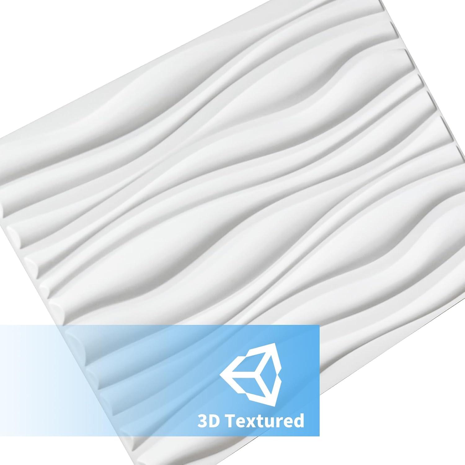 imageArt3d 100 Pack Decorative 3D Wall Panels 97 SqFeet PVC Interior Wall Dcor 118quotx118quot BlackMilky White