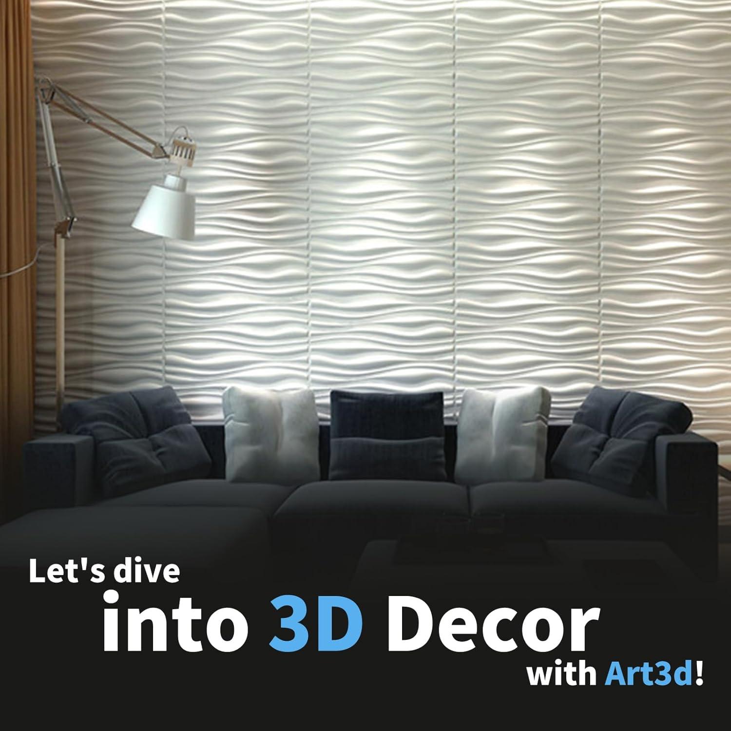 imageArt3d 100 Pack Decorative 3D Wall Panels 97 SqFeet PVC Interior Wall Dcor 118quotx118quot BlackMilky White