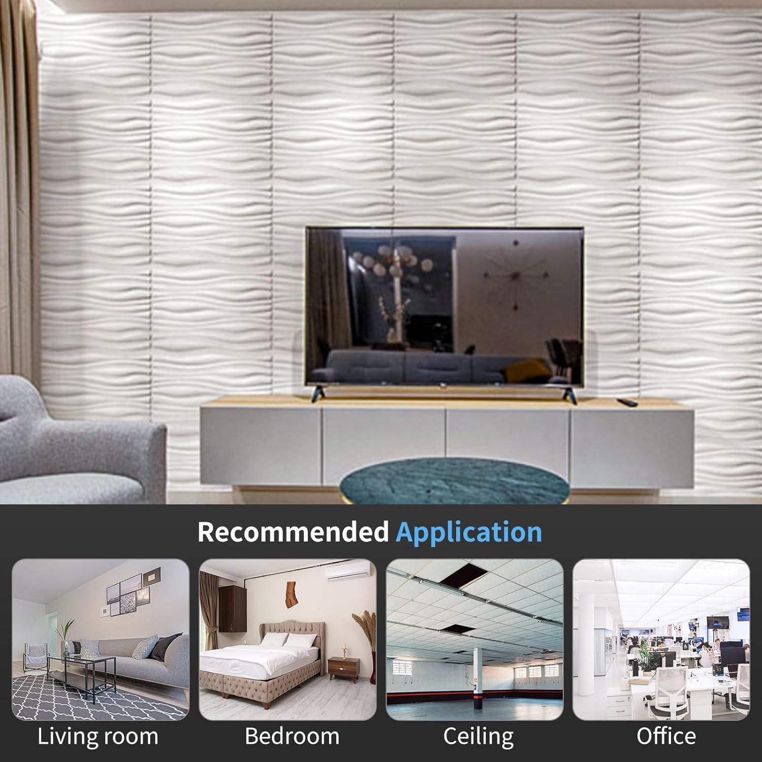 imageArt3d 100 Pack Decorative 3D Wall Panels 97 SqFeet PVC Interior Wall Dcor 118quotx118quot BlackMilky White