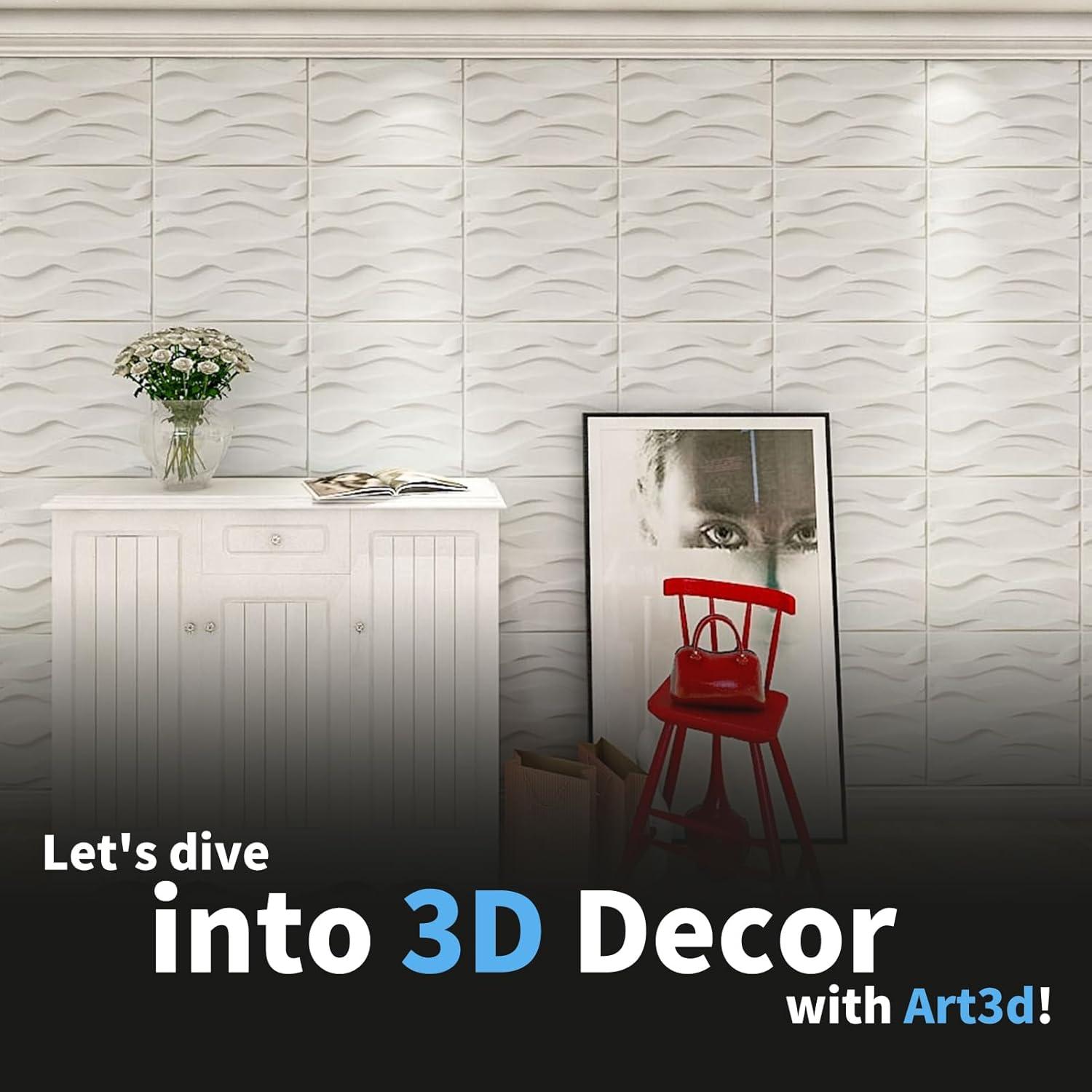 imageArt3d 100 Pack Decorative 3D Wall Panels 97 SqFeet PVC Interior Wall Dcor 118quotx118quot BlackOcean