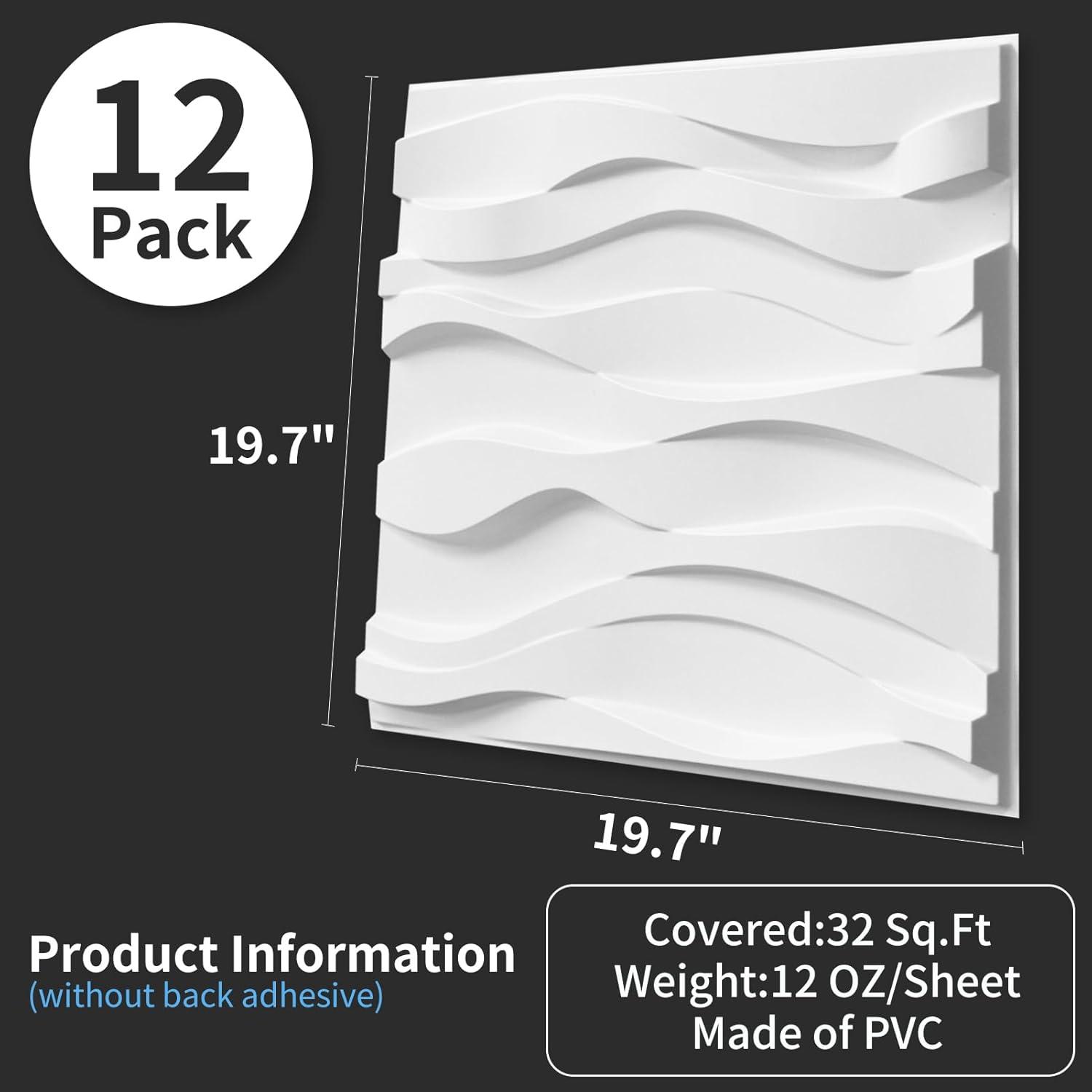 imageArt3d 100 Pack Decorative 3D Wall Panels 97 SqFeet PVC Interior Wall Dcor 118quotx118quot BlackOcean
