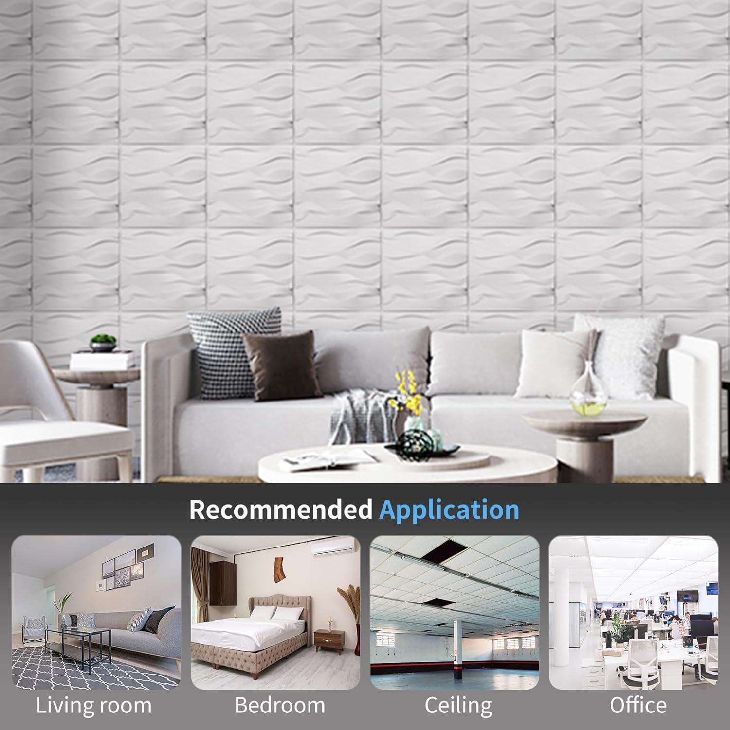imageArt3d 100 Pack Decorative 3D Wall Panels 97 SqFeet PVC Interior Wall Dcor 118quotx118quot BlackOcean