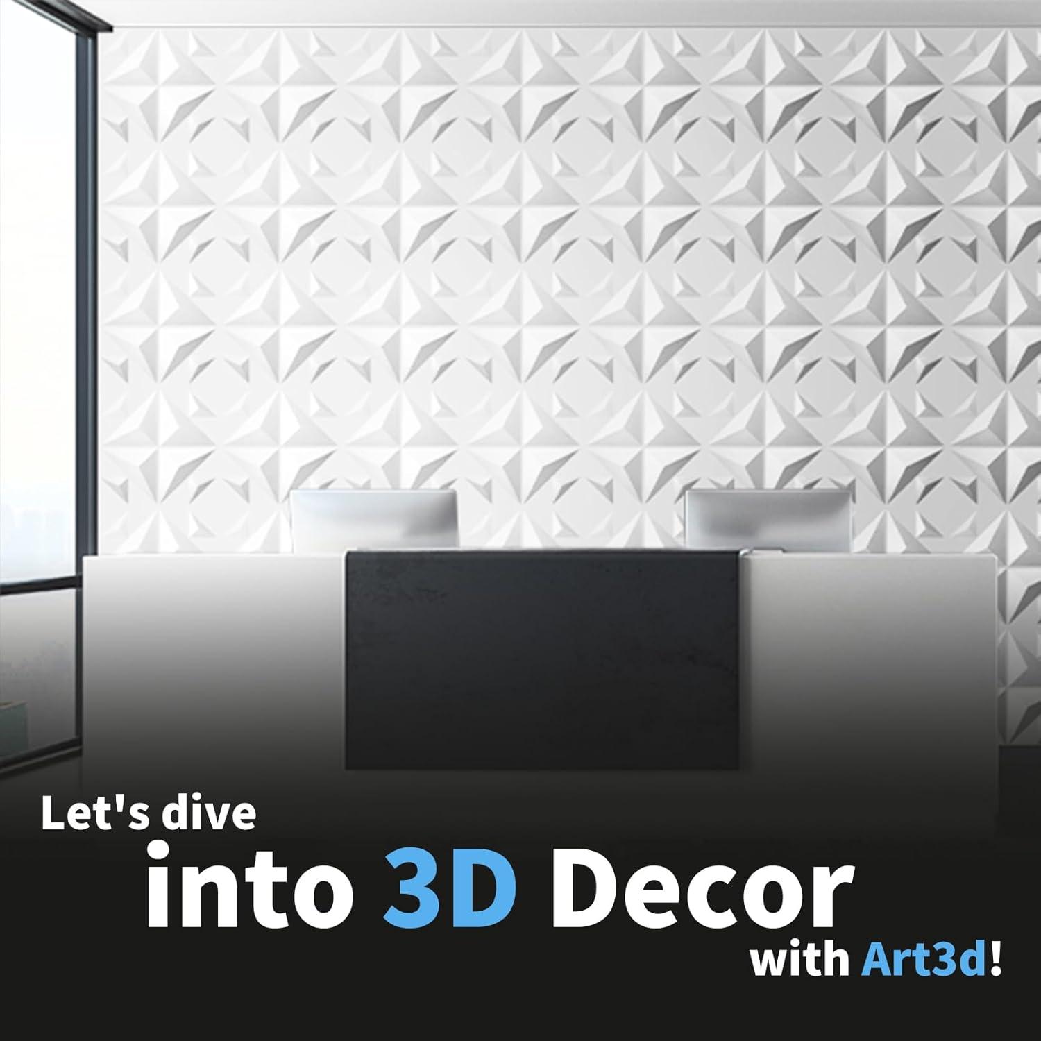 imageArt3d 100 Pack Decorative 3D Wall Panels 97 SqFeet PVC Interior Wall Dcor 118quotx118quot BlackStar Fusion