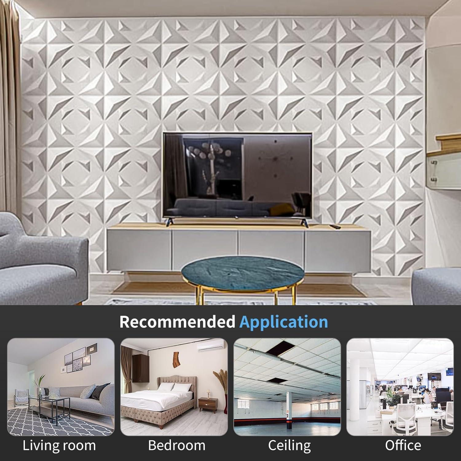 imageArt3d 100 Pack Decorative 3D Wall Panels 97 SqFeet PVC Interior Wall Dcor 118quotx118quot BlackStar Fusion