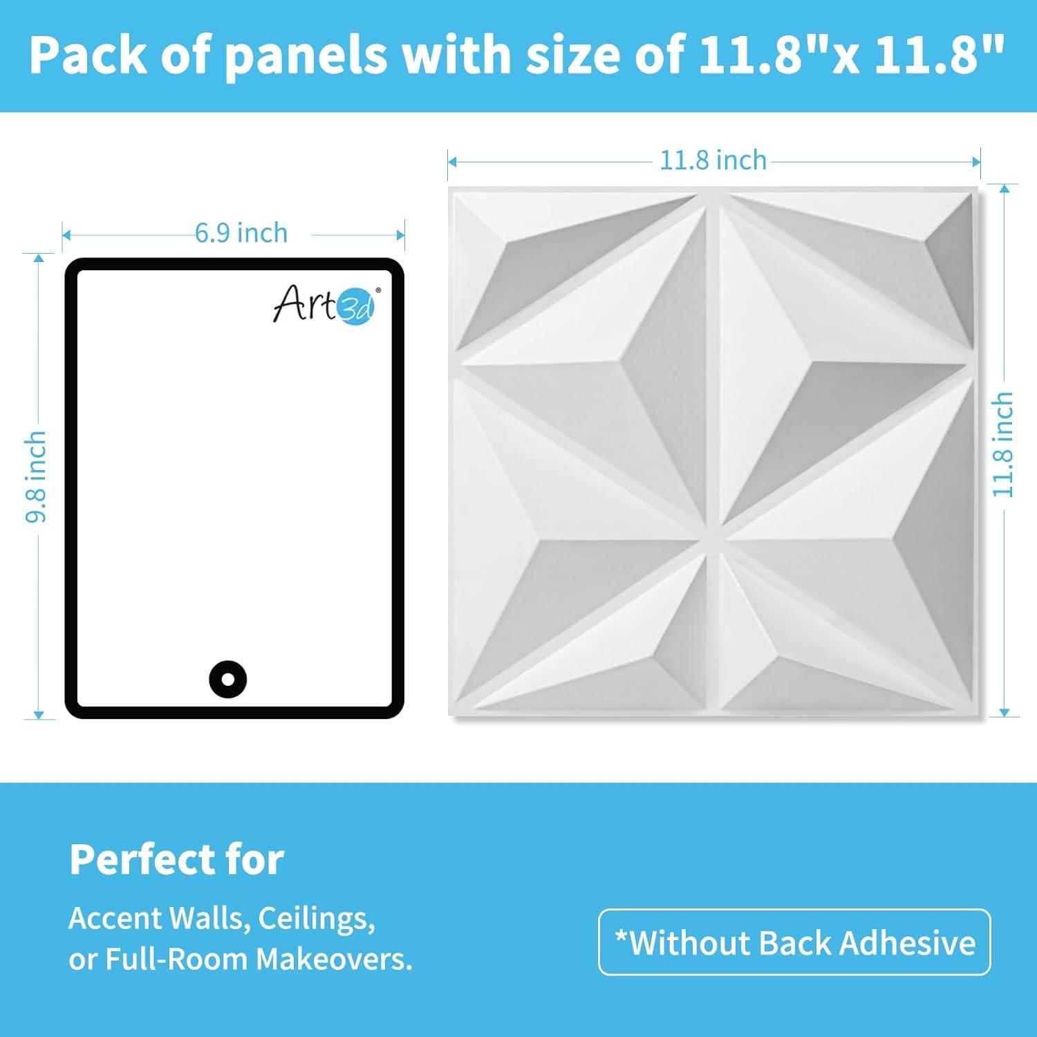 imageArt3d 100 Pack Decorative 3D Wall Panels 97 SqFeet PVC Interior Wall Dcor 118quotx118quot BlackWhite