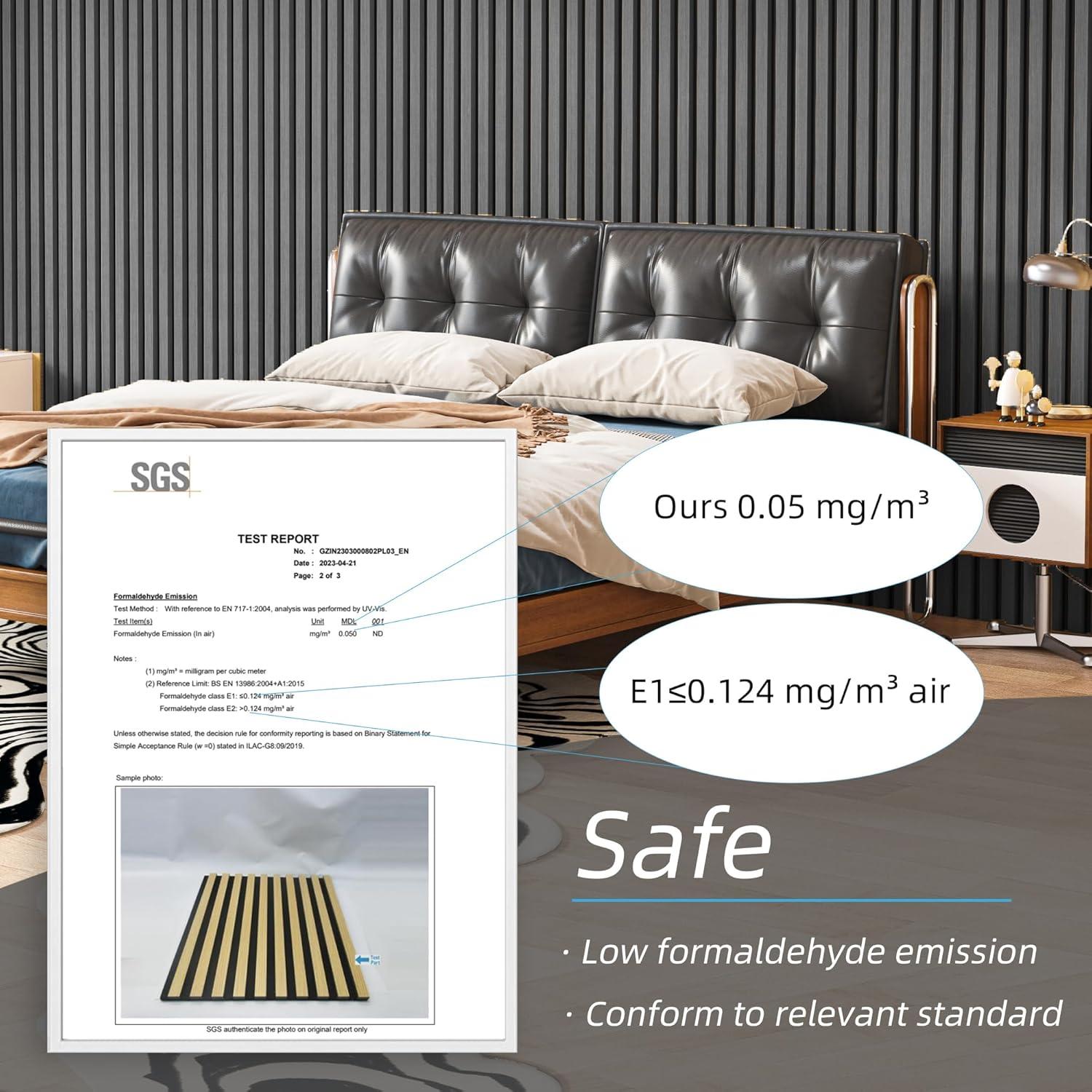 imageArt3d 2 Pack 945 x 24 inch Wood Slat Acoustic Panels for Wall ampamp Ceiling  3D Fluted Sound Absorbing Panel with Wood Finish TeakMatte Black