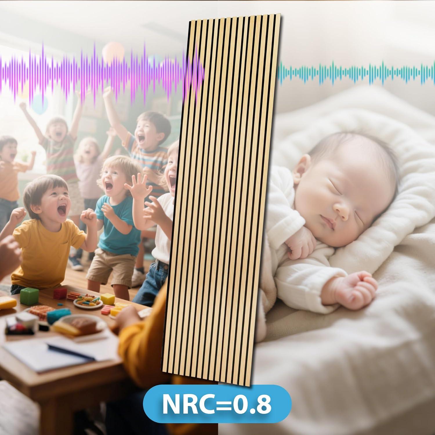 imageArt3d 2 Pack 945 x 24 inch Wood Slat Acoustic Panels for Wall ampamp Ceiling  3D Fluted Sound Absorbing Panel with Wood Finish TeakOak