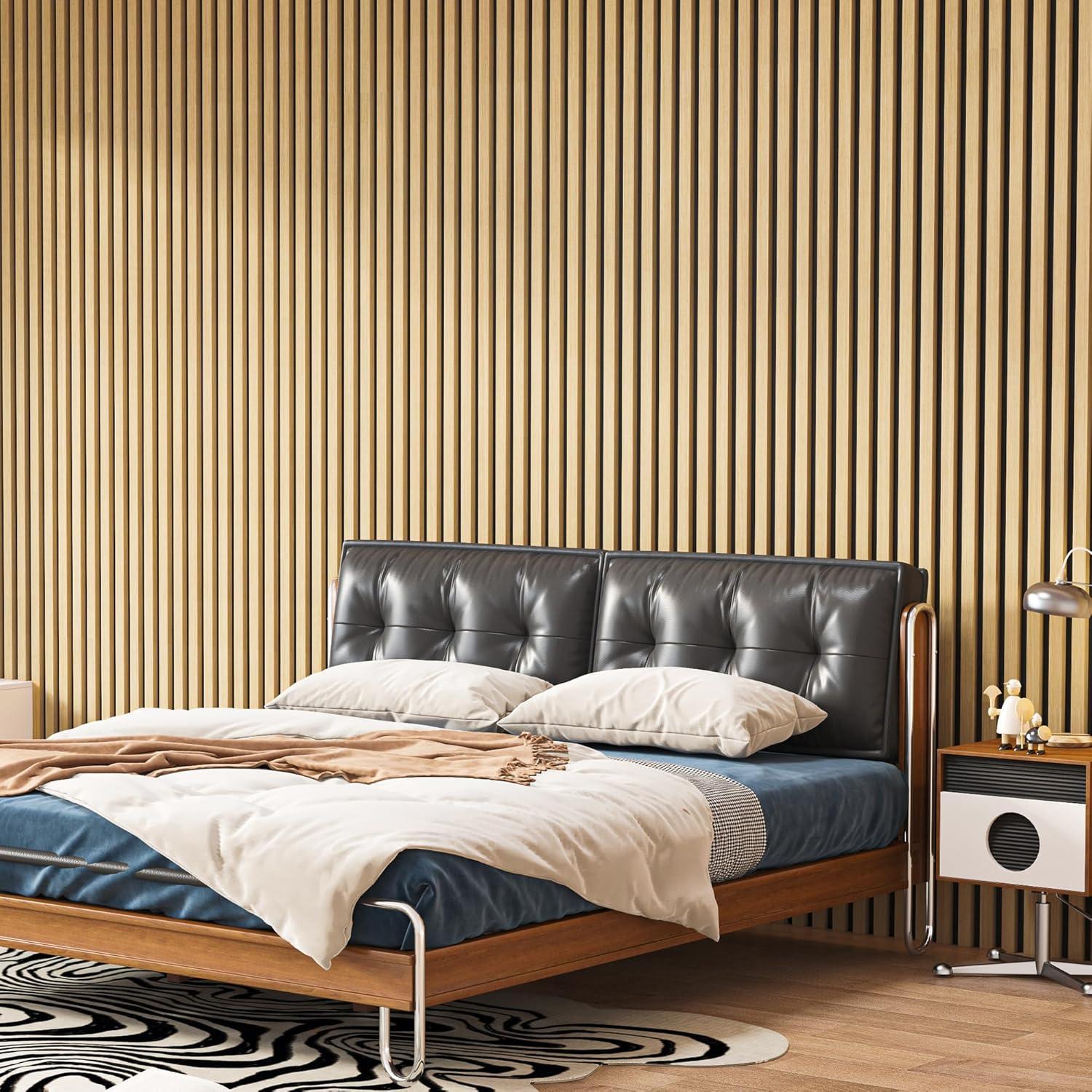 imageArt3d 2 Pack 945 x 24 inch Wood Slat Acoustic Panels for Wall ampamp Ceiling  3D Fluted Sound Absorbing Panel with Wood Finish TeakOak