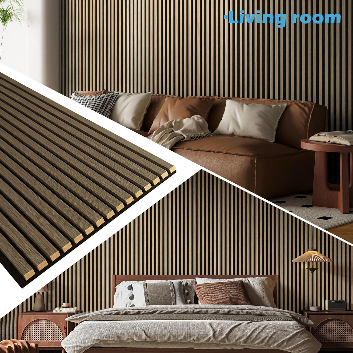 imageArt3d 2 Pack 945 x 24 inch Wood Slat Acoustic Panels for Wall ampamp Ceiling  3D Fluted Sound Absorbing Panel with Wood Finish TeakPeach