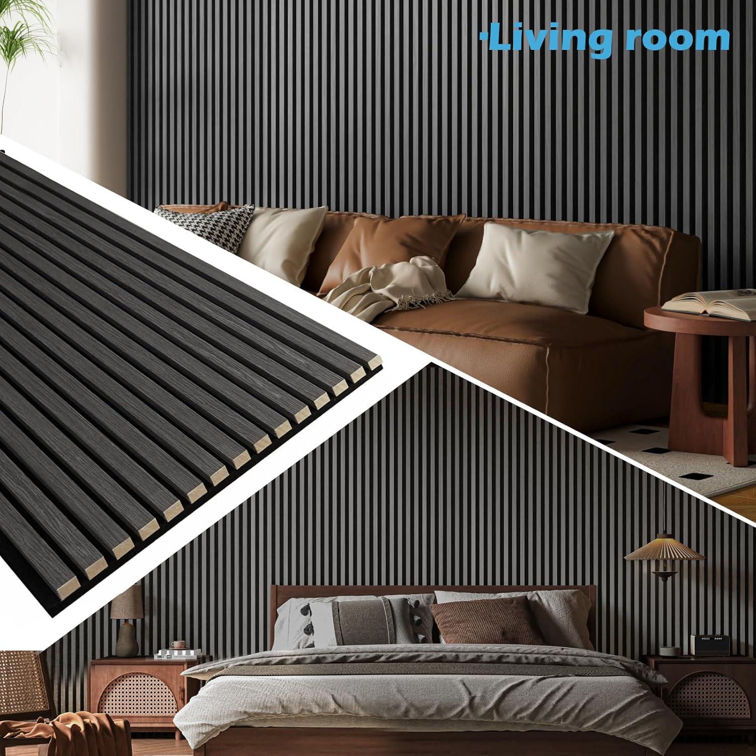 imageArt3d 2 Pack 945 x 24 inch Wood Slat Acoustic Panels for Wall ampamp Ceiling  3D Fluted Sound Absorbing Panel with Wood Finish TeakSmoky Oak