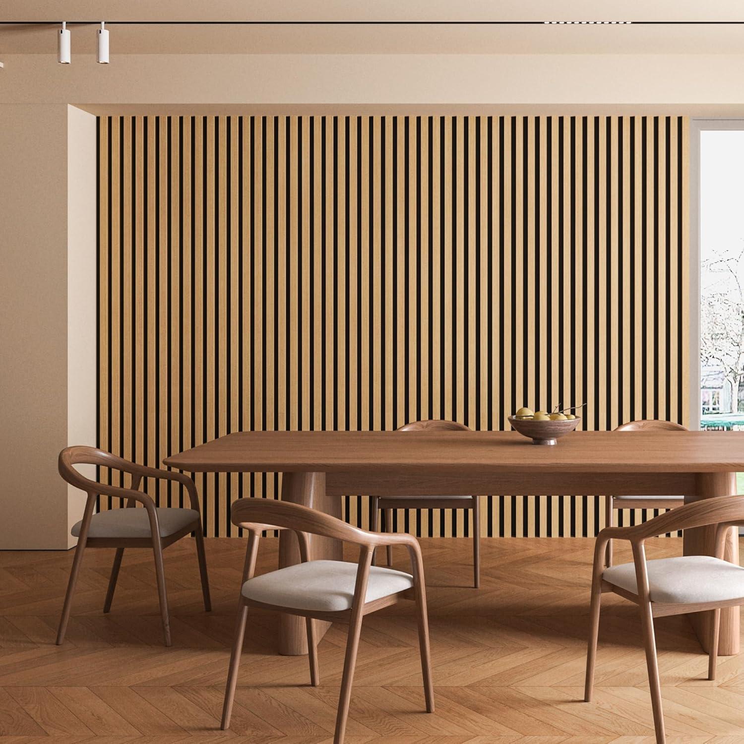 imageArt3d 2 Pack 945 x 24 inch Wood Slat Acoustic Panels for Wall ampamp Ceiling  3D Fluted Sound Absorbing Panel with Wood Finish TeakTeak