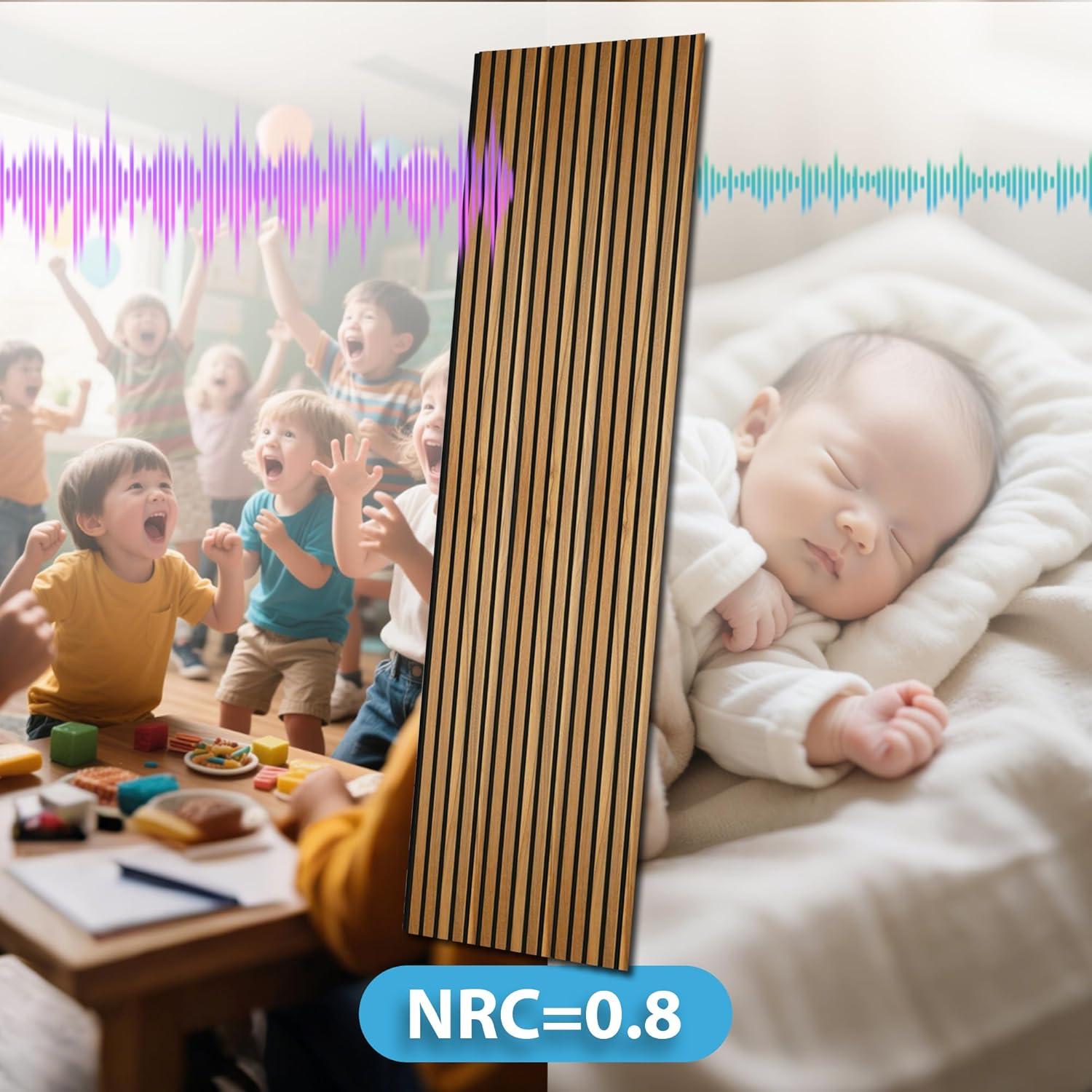 imageArt3d 2 Pack 945 x 24 inch Wood Slat Acoustic Panels for Wall ampamp Ceiling  3D Fluted Sound Absorbing Panel with Wood Finish TeakTeak
