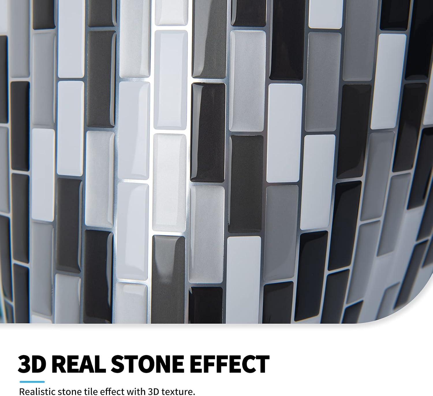 imageArt3d A17014P6 Peel and Stick backsplash Tile 6 Sheets A1701412 x12Blackwhite