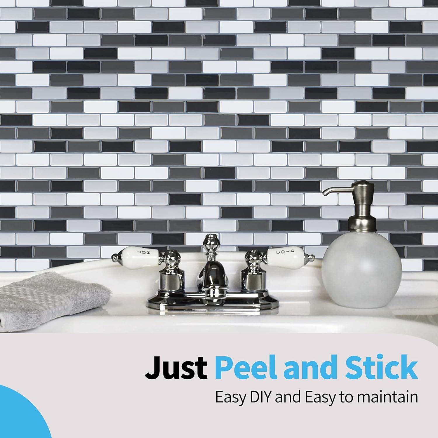 imageArt3d A17014P6 Peel and Stick backsplash Tile 6 Sheets A1701412 x12Blackwhite