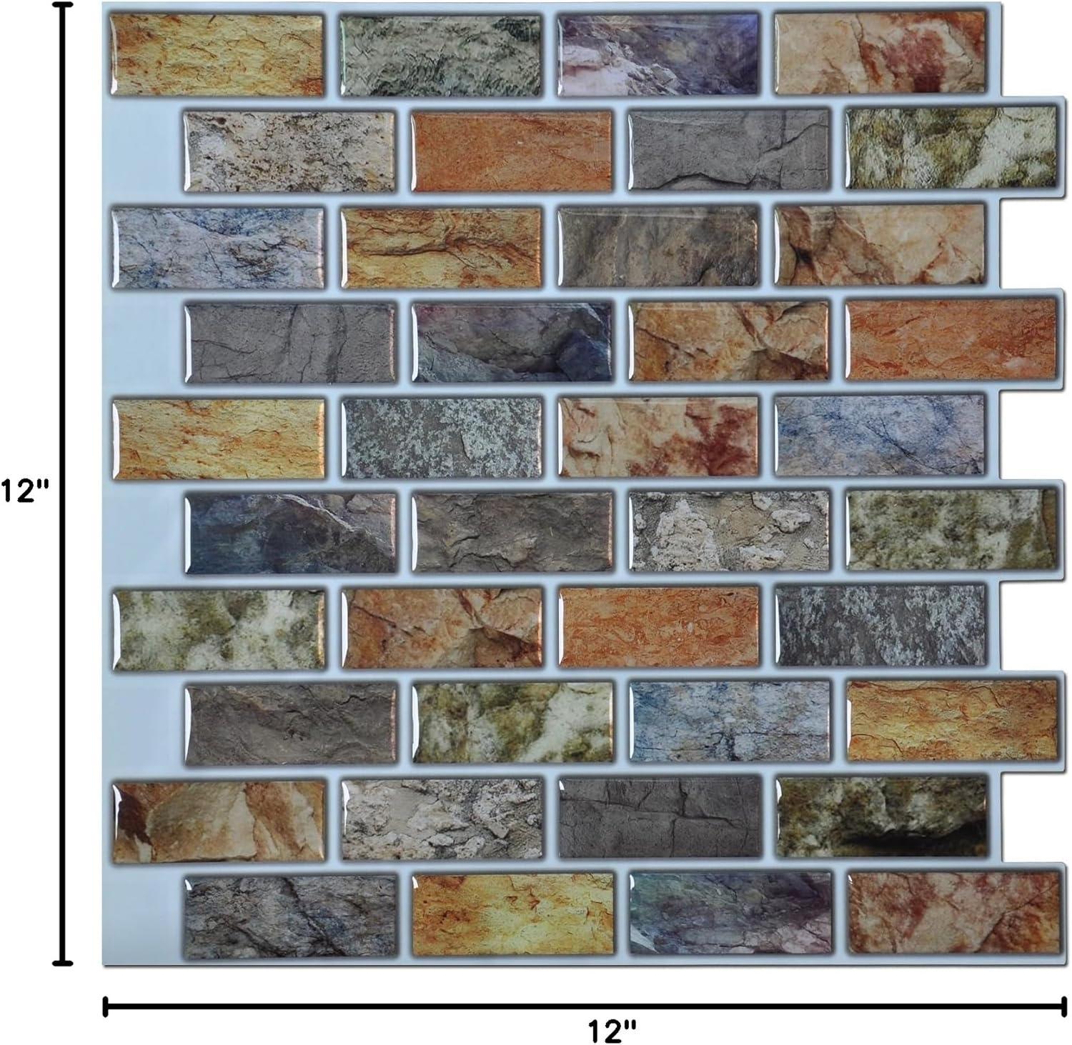 imageArt3d A17014P6 Peel and Stick backsplash Tile 6 Sheets A1701412 x12Blue Brick