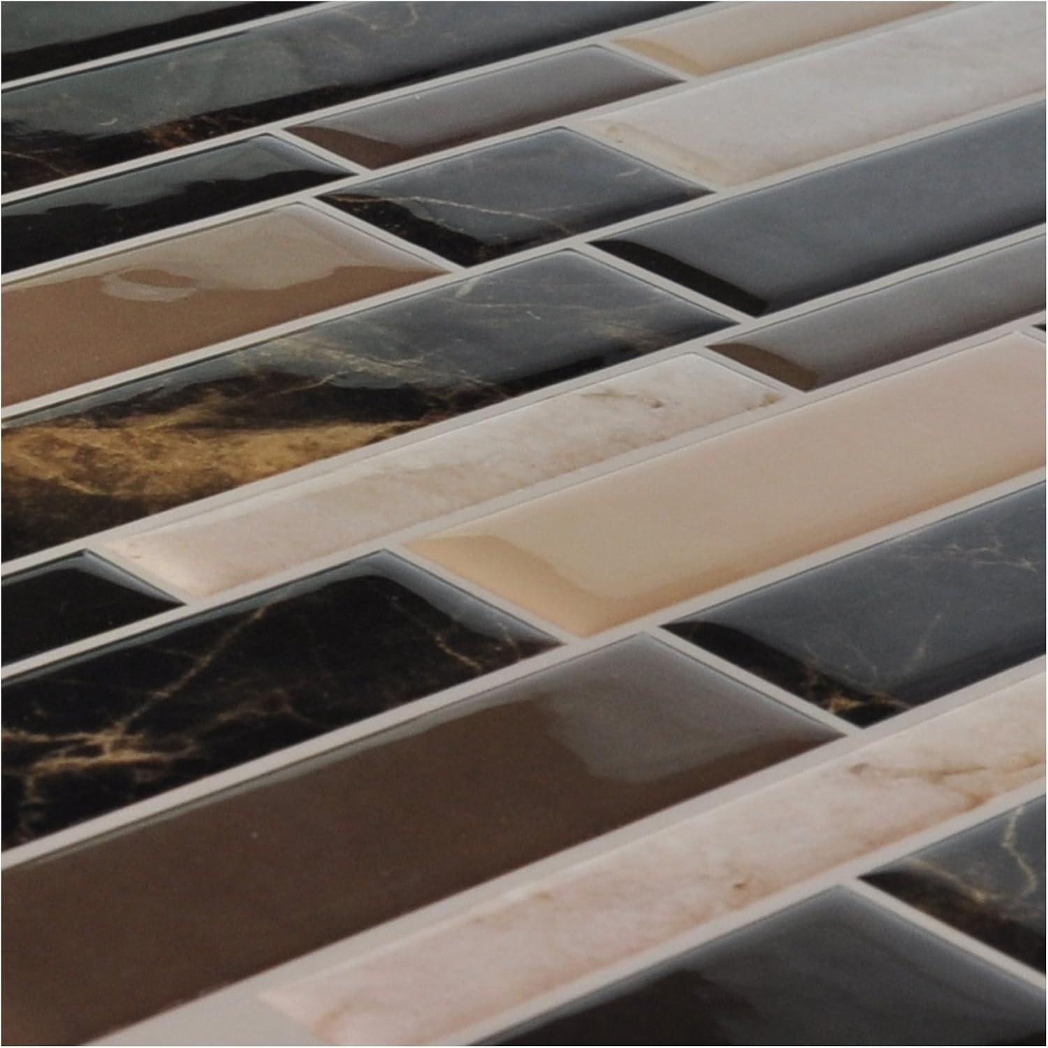 imageArt3d A17014P6 Peel and Stick backsplash Tile 6 Sheets A1701412 x12Brown