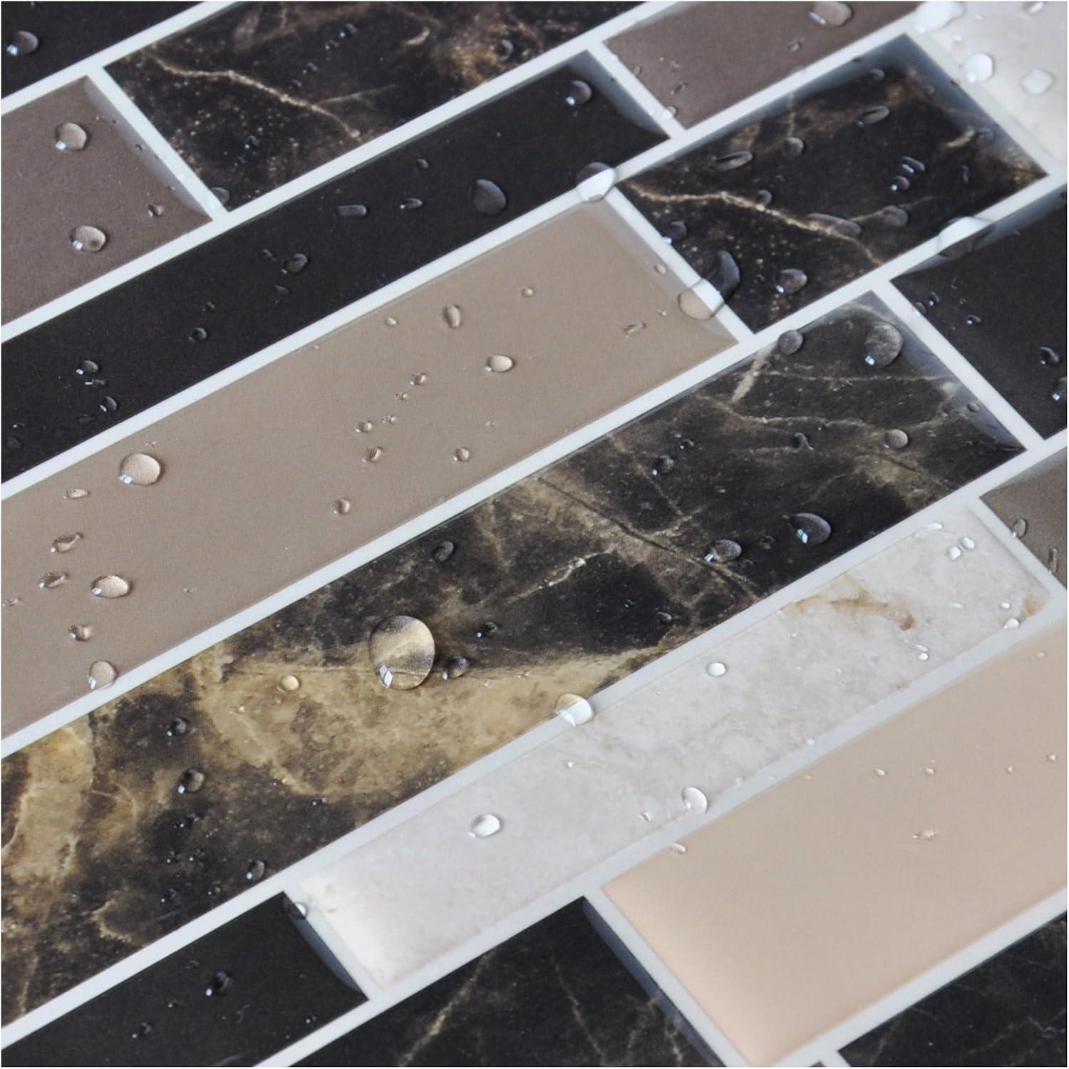 imageArt3d A17014P6 Peel and Stick backsplash Tile 6 Sheets A1701412 x12Brown