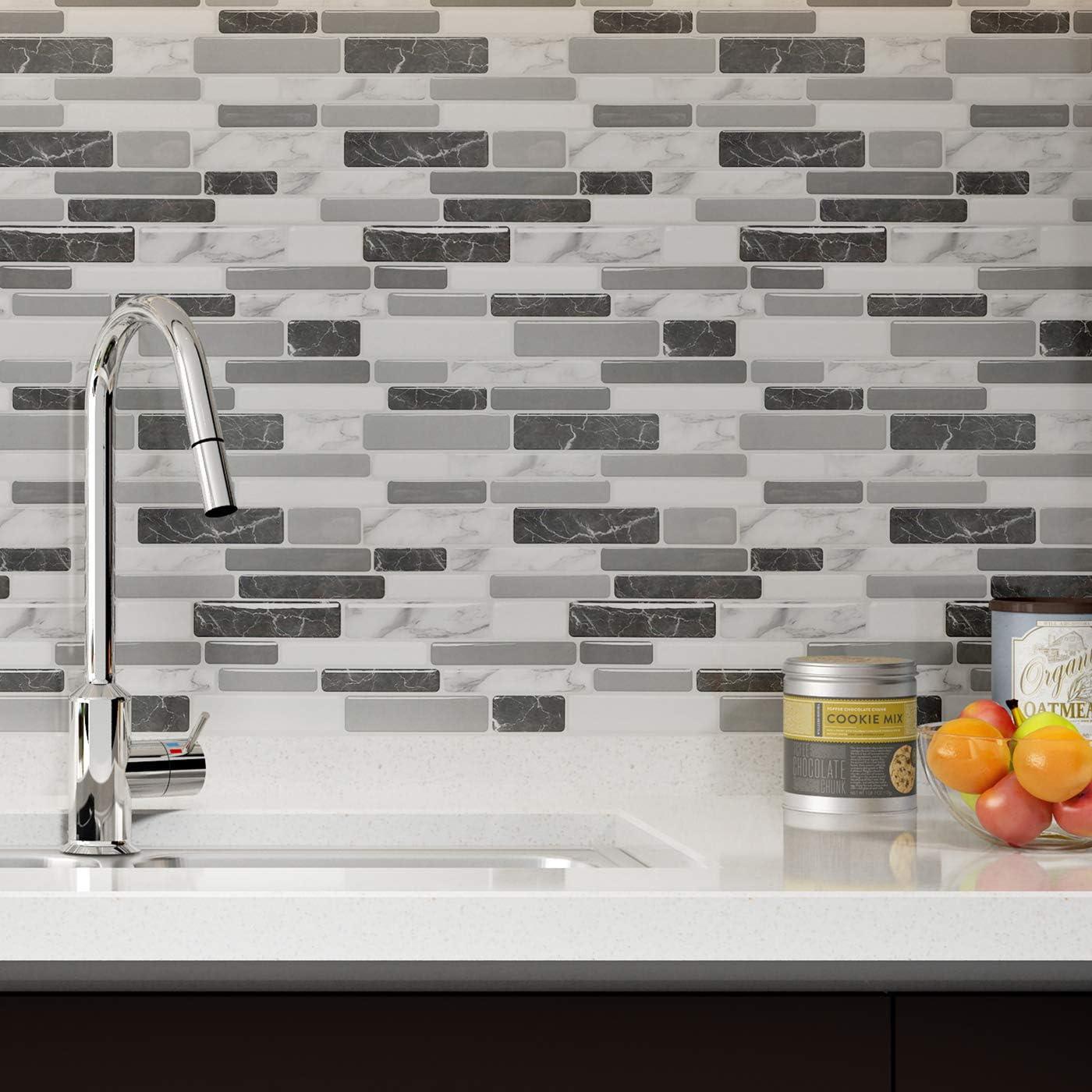 imageArt3d A17014P6 Peel and Stick backsplash Tile 6 Sheets A1701412 x12Gray