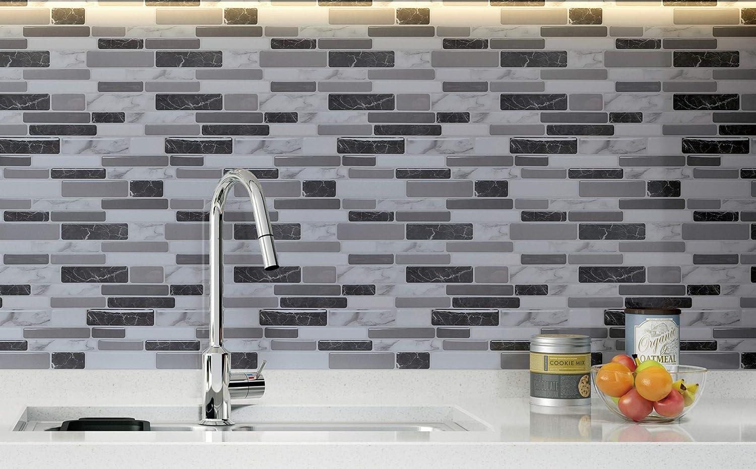 imageArt3d A17014P6 Peel and Stick backsplash Tile 6 Sheets A1701412 x12Gray