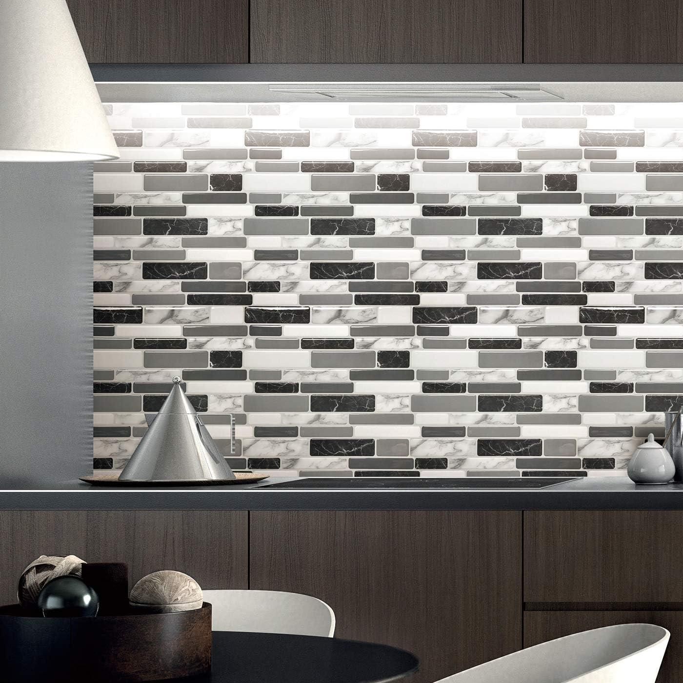 imageArt3d A17014P6 Peel and Stick backsplash Tile 6 Sheets A1701412 x12Gray