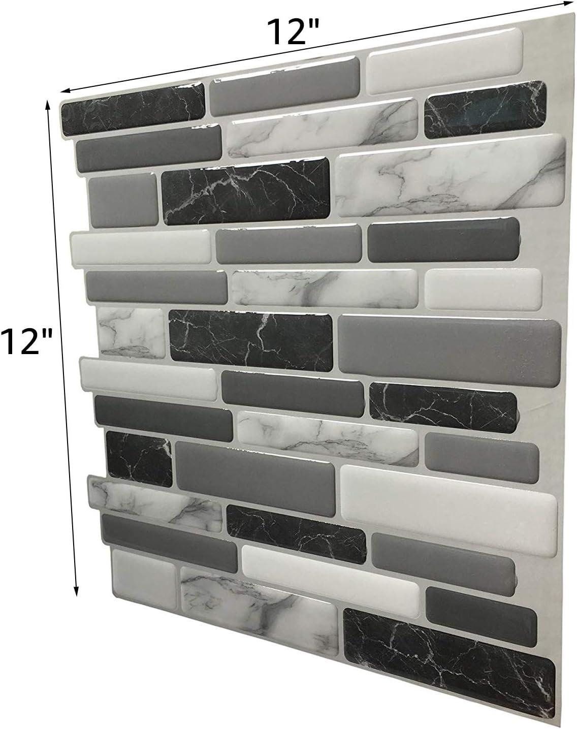 imageArt3d A17014P6 Peel and Stick backsplash Tile 6 Sheets A1701412 x12Gray